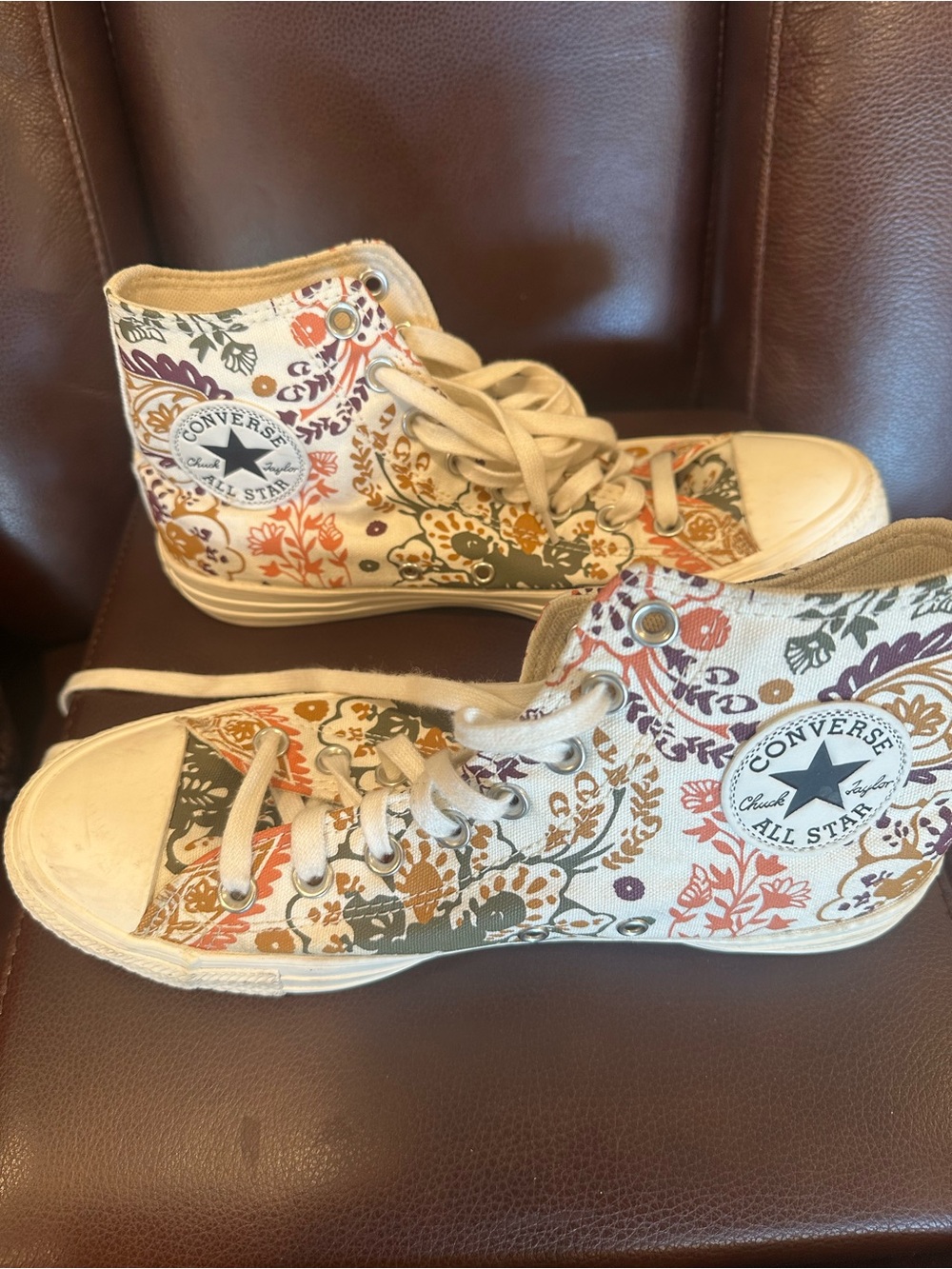 the Converse Chuck Taylor All Star High 'Fall Florals' sneakers. Size 9.5